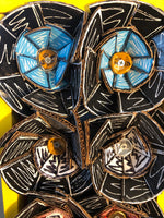 x Black Flowers in a Yellow Frame