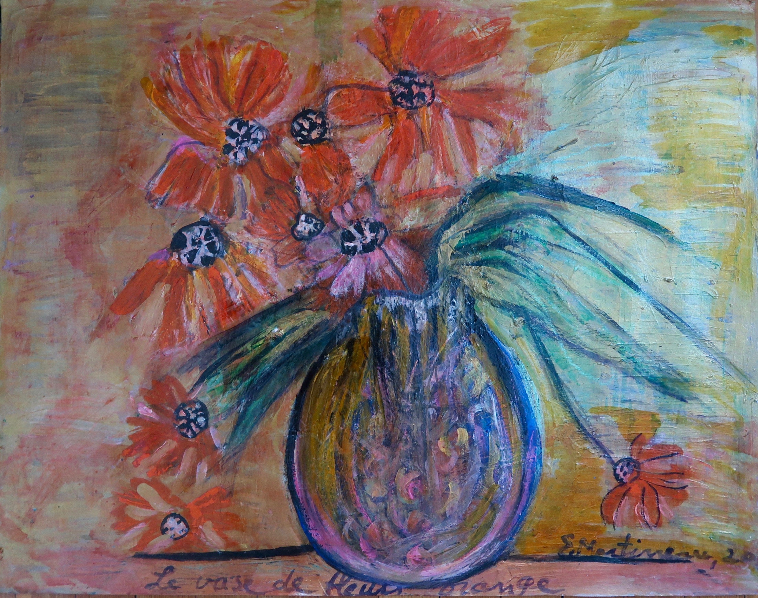 x Le Vase de Fleurs Orange (Vase with Orange Flowers)