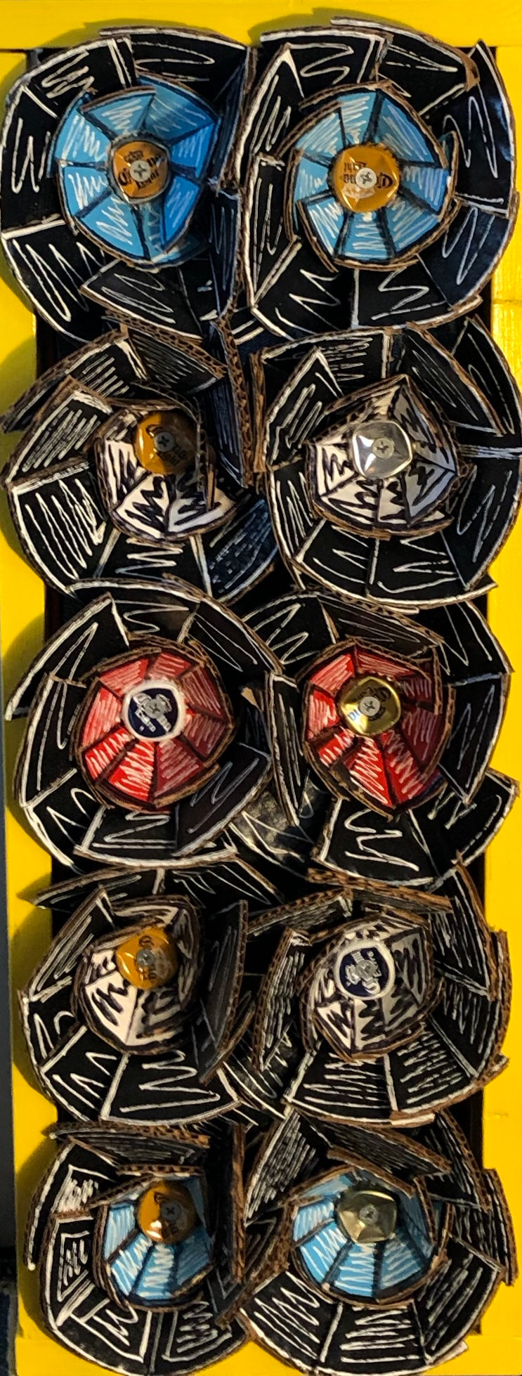 x Black Flowers in a Yellow Frame